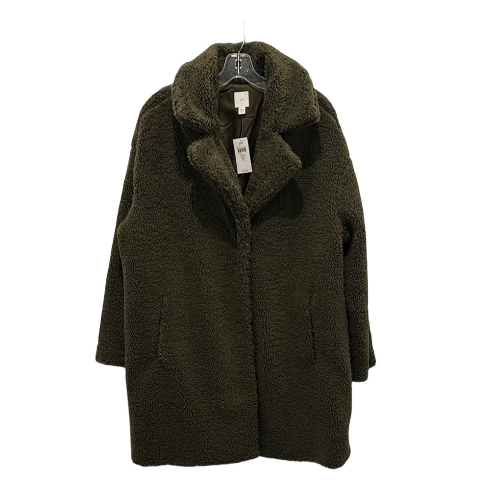 J.Jill NWT Olive Green Faux Sherpa Teddy Bear Coat Jacket Size XLP $229